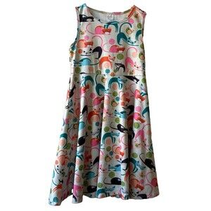 Funnycokid Girls Multicolor Animal Print A-Line Sleeveless Knee Dress Sz L